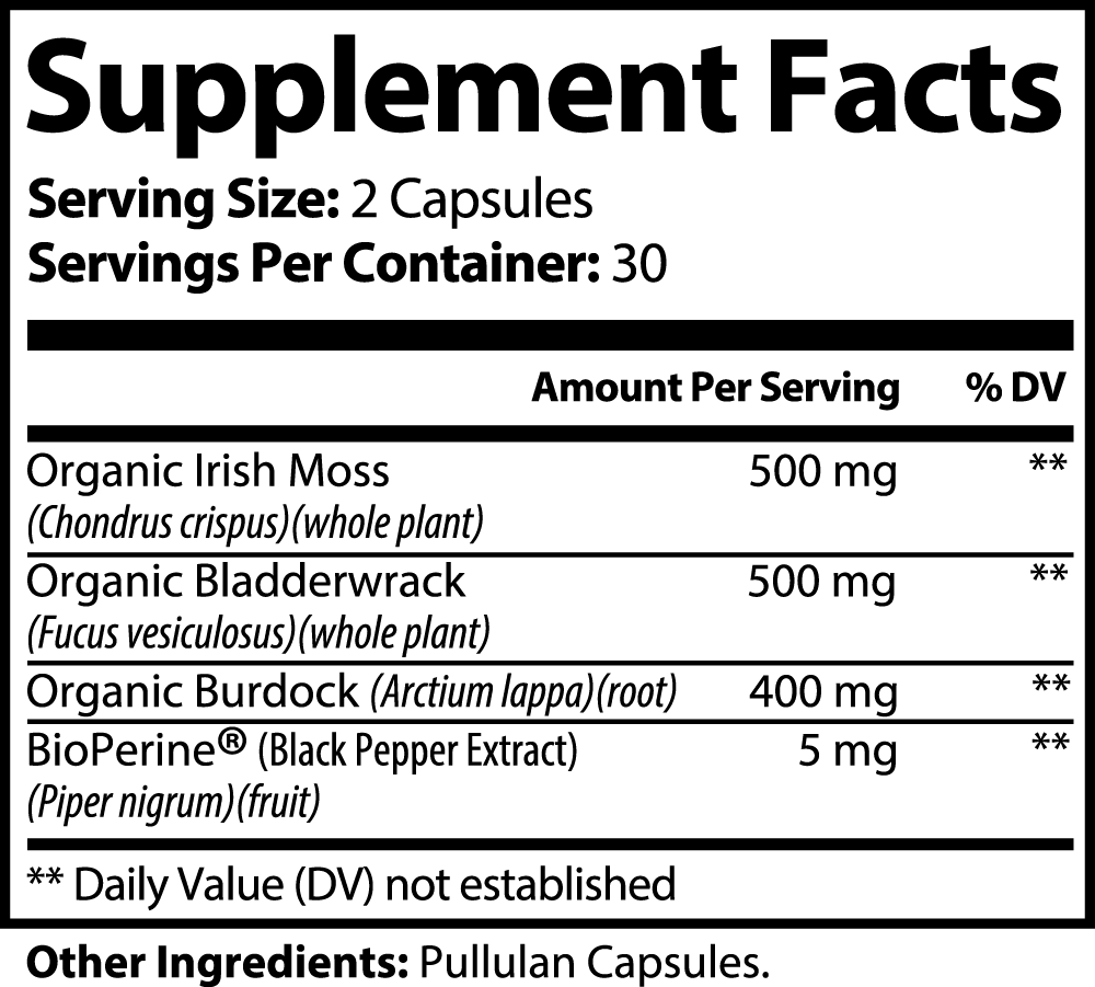 Sea Moss with Organic Burdock, BioPerine